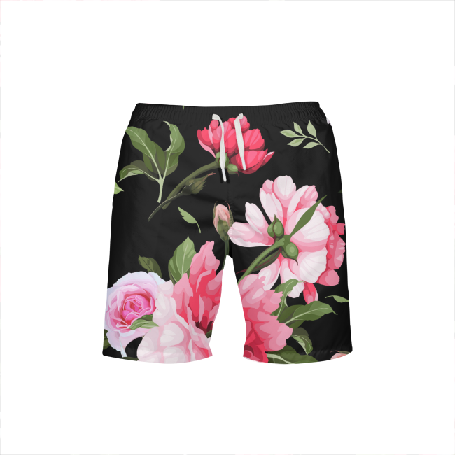 flowers Mens All-Over Print Swim Trunks