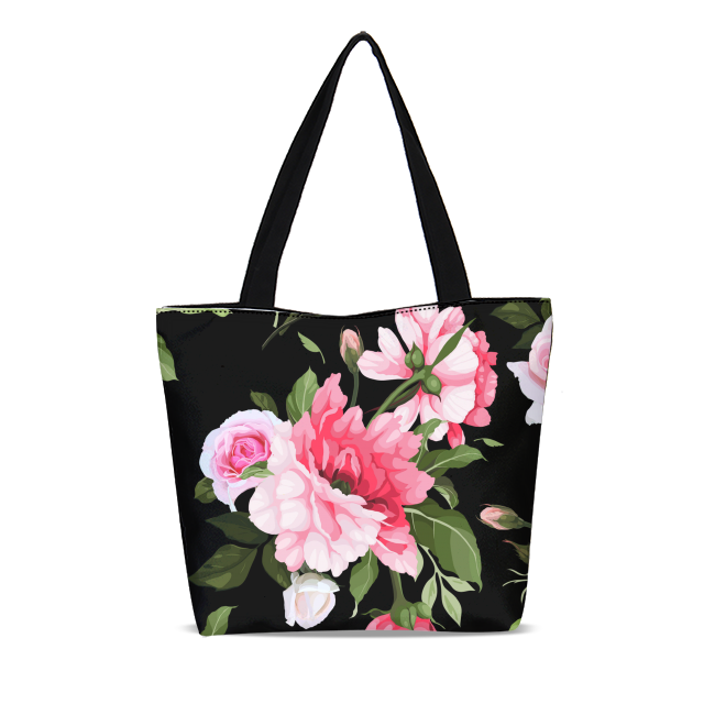 flowers CANVAS ZIP TOTE