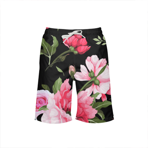 flowers Boys All-Over Print Swim Trunks